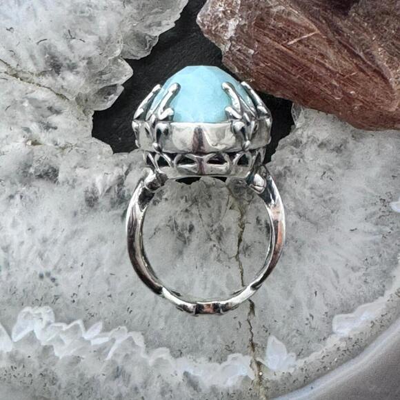 Carolyn Pollack Sterling Faceted Marquise Amazonite Split Shank Size 5 Dome Ring - Picture 8 of 10